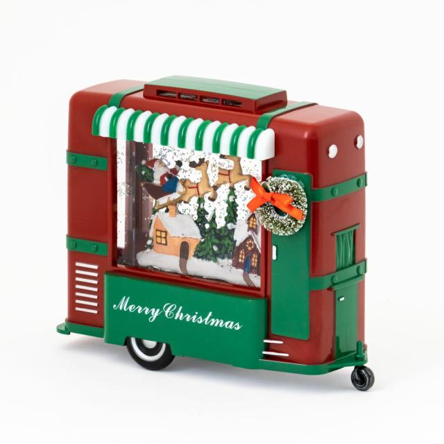 スノーイングライトツーリングカー キャンピングカー型スノードーム 電子オルゴール(クリスマスソング8曲) 置物 飾り LED 電池・USB電源 スノードーム ギフト 贈り物 YP40209_5