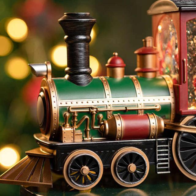 スノーイングトレインランタン 電子オルゴール(クリスマスソング8曲) 汽車置物 飾り 電池・USB電源 スノードーム ギフト 贈り物 WDL-2110_3