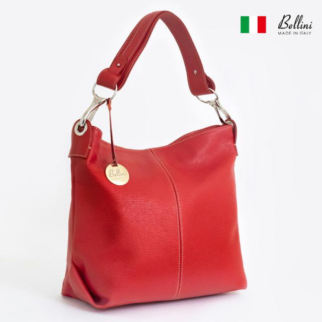 【訳ありSALE：金具に錆あり】Bellini リニャーノ ホーボー ハンドバッグ レッド レディース イタリア製 本革バッグ 高級牛革 プレミアム 100％イタリアンレザー カーフレザー HANDBAG RIGNANO HOBO Made in Italy F8695ANC
