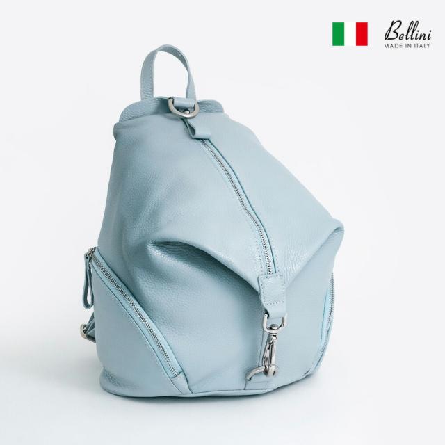 【訳ありSALE：金具に錆・汚れあり】Bellini ヴァッロンブローザ レザーバックパック ライトブルー レディース イタリア製 本革バッグ 高級牛革リュック イタリアンレザー  F0270ANC