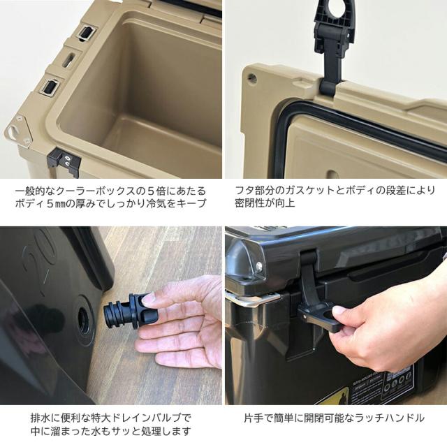 ICE AGE アイスエイジ クーラーボックス 42.6L 45QT  (タン) 保冷 キャンプ アウトドア バーベキュー 釣り 収納 キュリアス