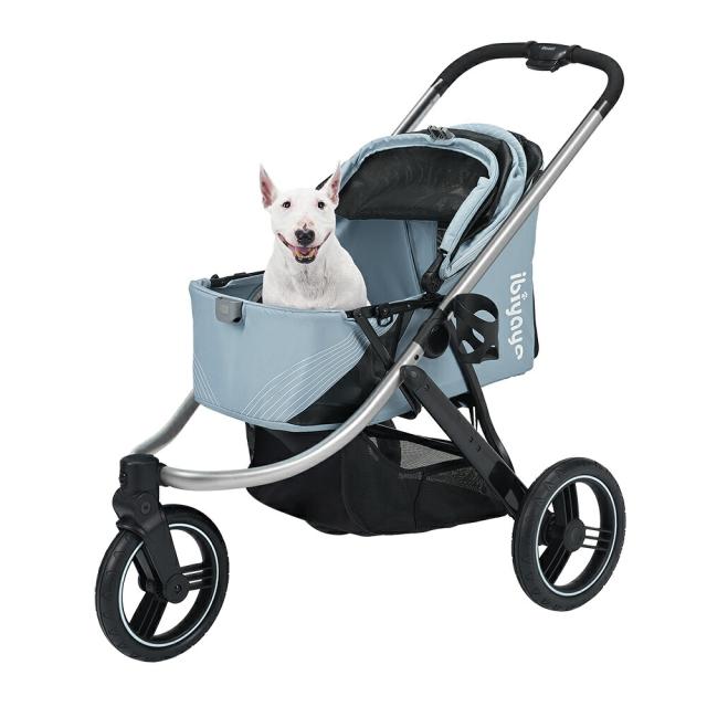 ibiyaya ビースト ペット ジョギング ストローラー ペットカート フラッシュグレー(水色) 耐荷重約25kg 多頭 中型犬 小型犬 ブランド おしゃれ The Beast Pet Jogging Stroller イビヤヤ FS2149