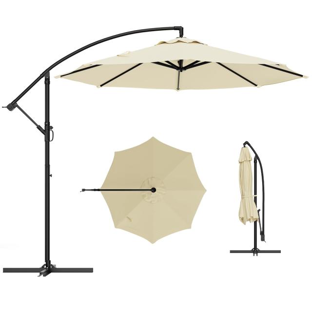 Litake パラソル ガーデンパラソル 300cm 大型 ハンギングパラソル 360°回転 日よけ 撥水 UV加工 ガーデンマスター 庭・カフェ・テラス 日傘 アウトドア キャンプ ベージュ