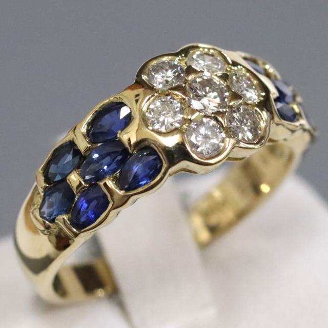 K18サファイアダイヤモンドリング S1.45 D0.47 4.7g #16 イエロー