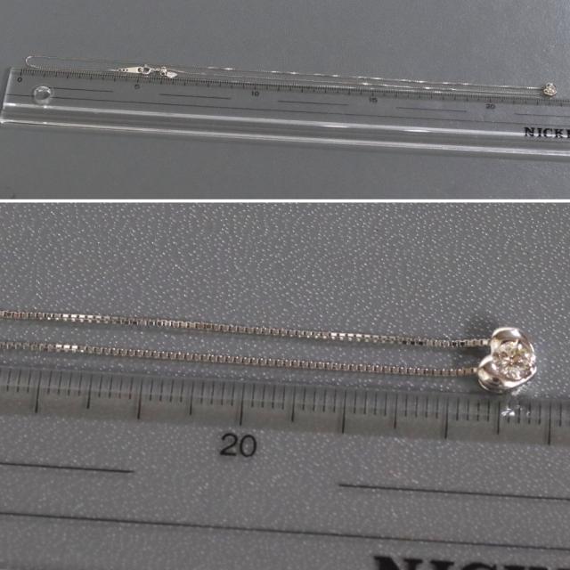 K18WGダイヤモンドネックレス ハートモチーフ D0.18 2.4g AJ付44cm ホワイトゴールド_7