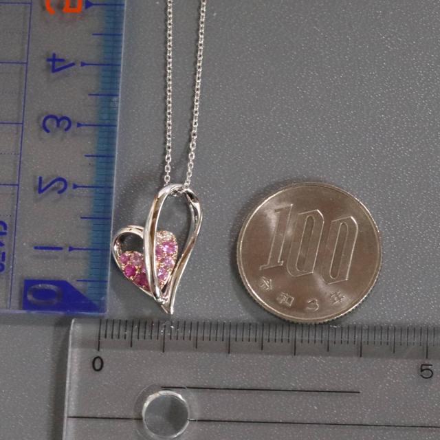 ヨンドシー K18WGピンクサファイアダイヤモンドネックレス ハート