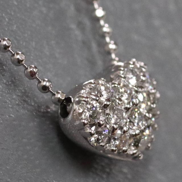 ポンテヴェキオ K18WGダイヤモンドネックレス ハートモチーフ D0.24