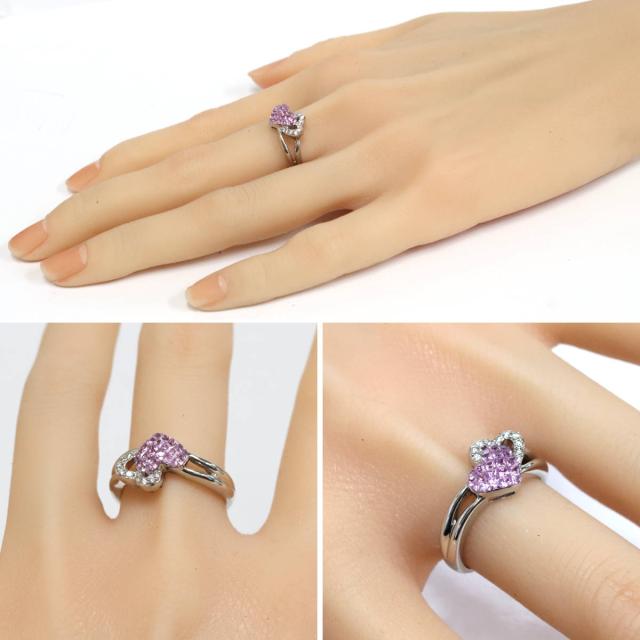 笠原真寿美 K18WGサファイアダイヤモンドリング ハートモチーフ 5.5g