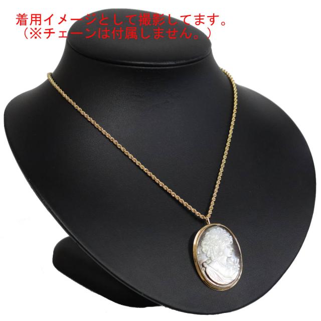 750シェルカメオペンダントトップ/ブローチ 7.1g イエローゴールド カメオ