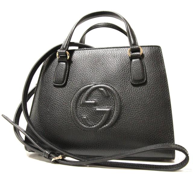 グッチ ソーホー インターロッキングG アウトレット品(607722)ハンドバッグ ショルダーバッグ ブラック レザー