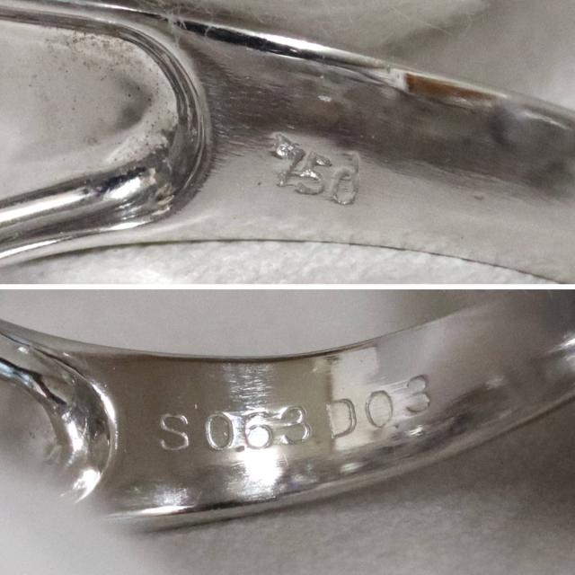 750サファイアダイヤモンドリング ハートモチーフ S0.63 D0.30 4.7g #16 ホワイトゴールド 16号_6