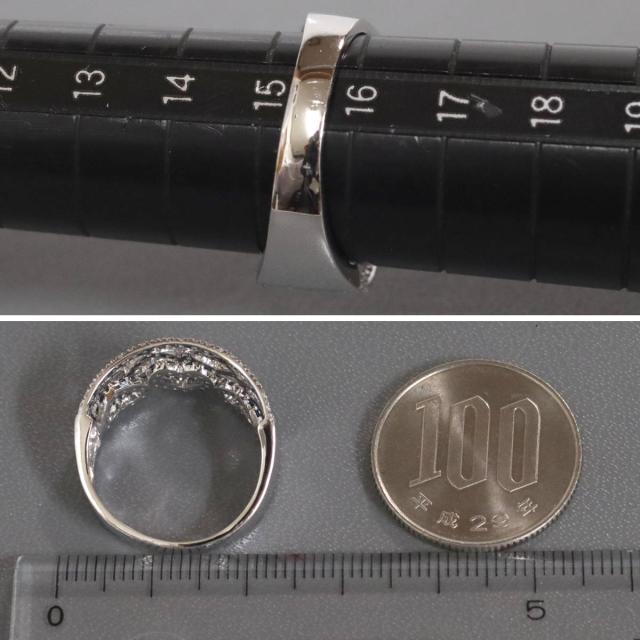 750サファイアダイヤモンドリング ハートモチーフ S0.63 D0.30 4.7g #16 ホワイトゴールド 16号_7