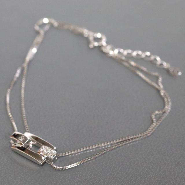 ピンキー&ダイアン 750WGダイヤモンドブレスレット D0.03 3.4g 16-18cm P&D ホワイトゴールド