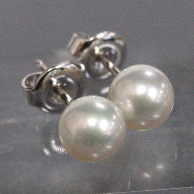 ミキモト K18WGパールピアス パール6.7mm 1.8g ホワイトゴールド 真珠