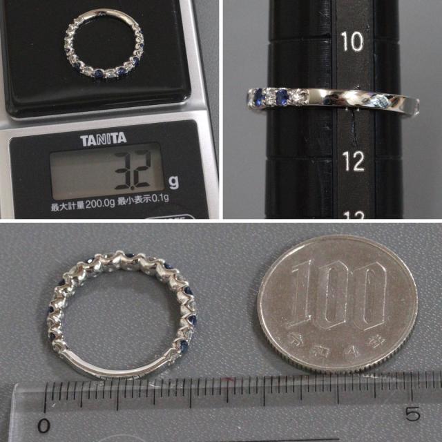 Pt900サファイアダイヤモンドリング S0.63 D0.50 3.2g #11 プラチナ ハーフエタニティ 11号_7