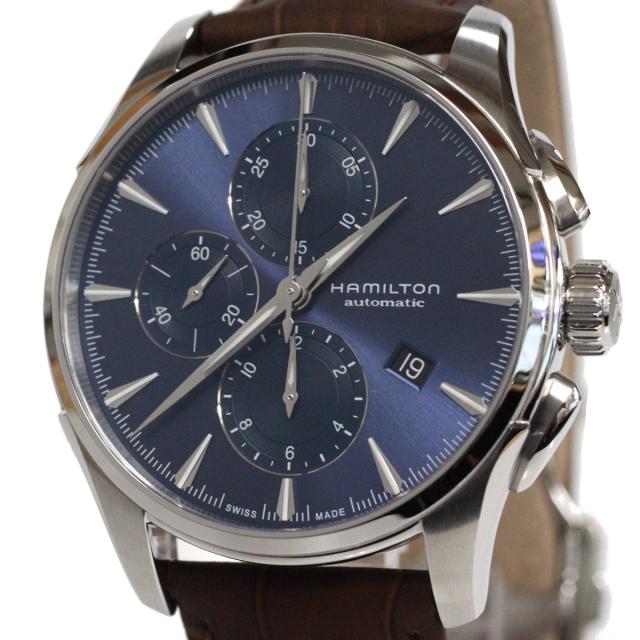 ハミルトン ジャズマスター Auto Chrono(H32586541)42mm ブルー文字盤 クロノグラフ レザーベルト