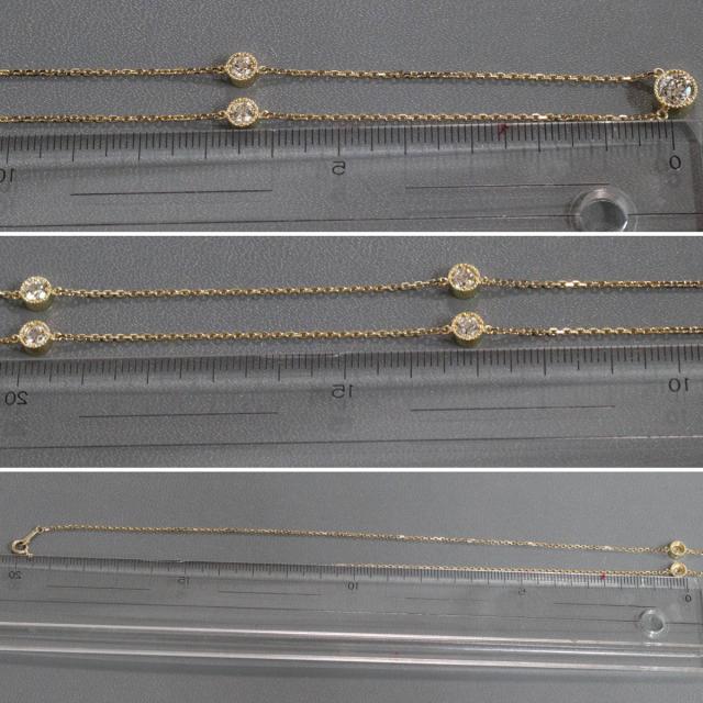 K18 ダイヤモンドステーションネックレス　D0.705 D1.30 6.8g 80cm 鑑別カード イエローゴールド_5