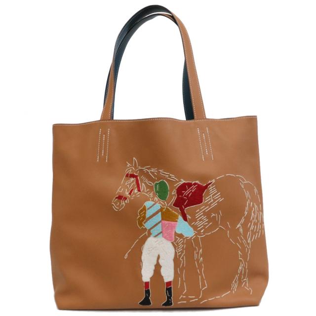 【中古】エルメス ドゥブルセンス36 刺繍 T刻印/ヴォースイフト/ゴールド/コルヴェール トートバッグ 2015年