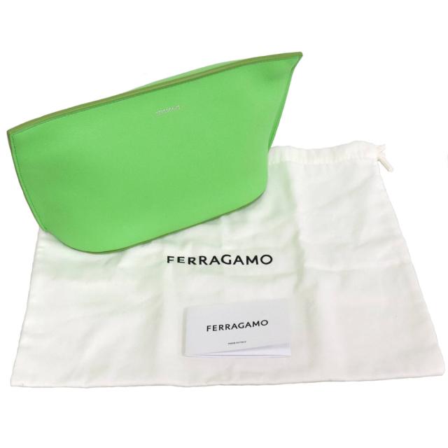 【中古】フェラガモ クラッチバッグ(AU-24 1390)ライトグリーン セカンドバッグ