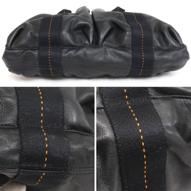 中古】エルメス キャラバン ホリゾンタル MM ストラップ欠品 ブラック