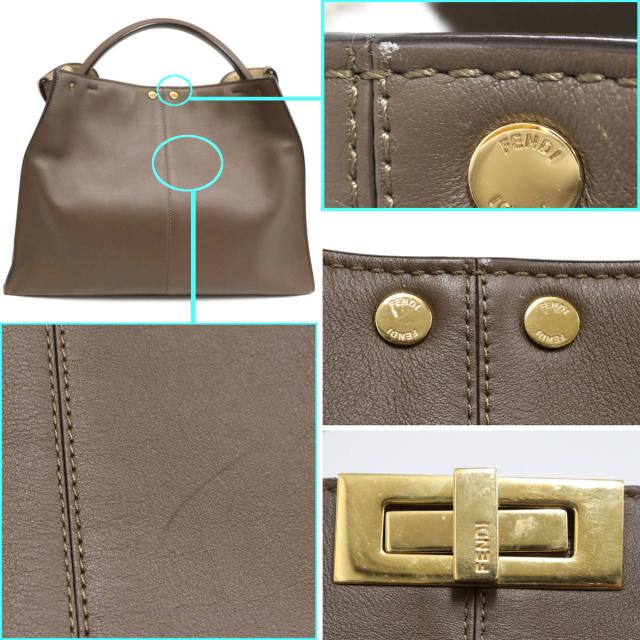 【中古】フェンディ ピーカブー エックスライト(8BN304-A5E9)FENDI Peekaboo Xlite ハンドバッグ ブラウン レザー_1