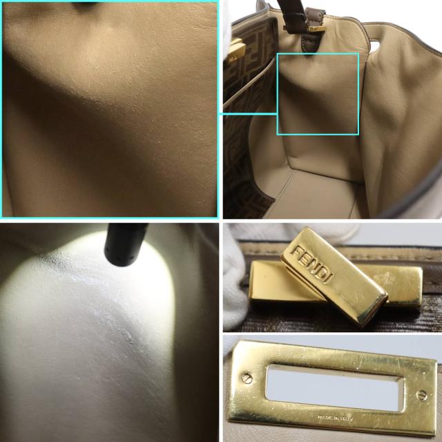 【中古】フェンディ ピーカブー エックスライト(8BN304-A5E9)FENDI Peekaboo Xlite ハンドバッグ ブラウン レザー_8
