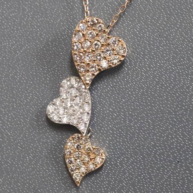 K18PG ダイヤモンド ハートモチーフペンダントトップ 【公式通販】