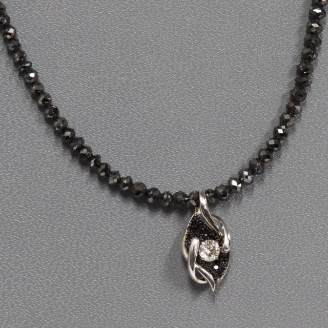 K18WG ブラックダイヤモンド・アレキサンドライト・ダイヤモンド ネックレス K18WGブラックダイヤモンドミラーボールカット 100カラットAAAA W