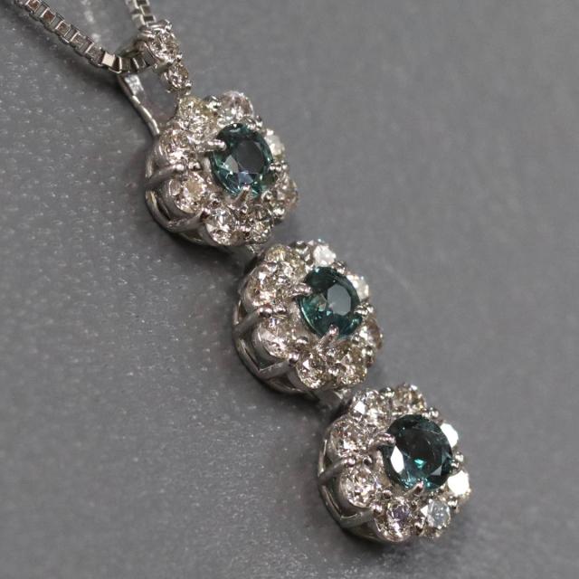 【中古】Pt900/Pt850アレキサンドライトダイヤモンドペンダント A0.33 D0.45 3.7g AJ付45cm プラチナ_1