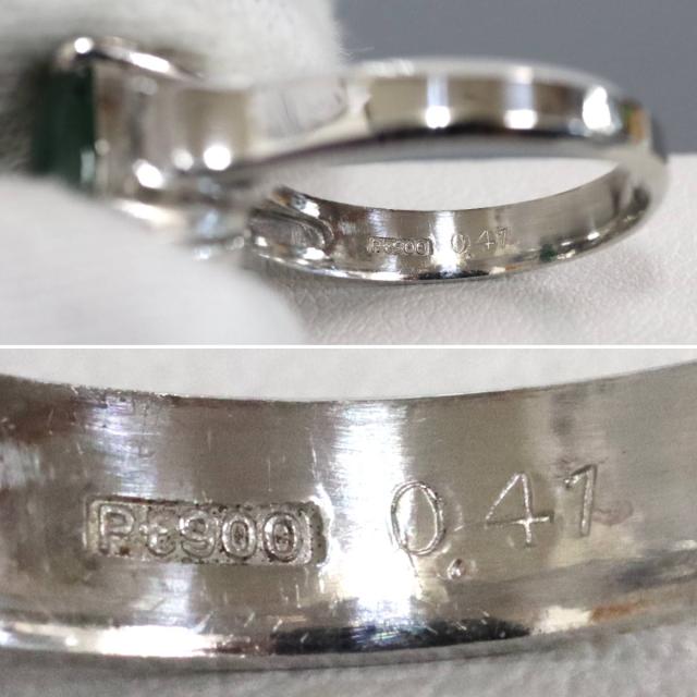 【中古】Pt900ヒスイダイヤモンドリング D0.41 8.5g #14 プラチナ ソーティング付_5