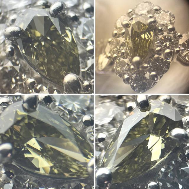 【中古】Pt900ダイヤモンド/イエローイッシュグリーンダイヤモンドリング D0.217 D0.96 5.2g #17 ソーティング 4月誕生石_4