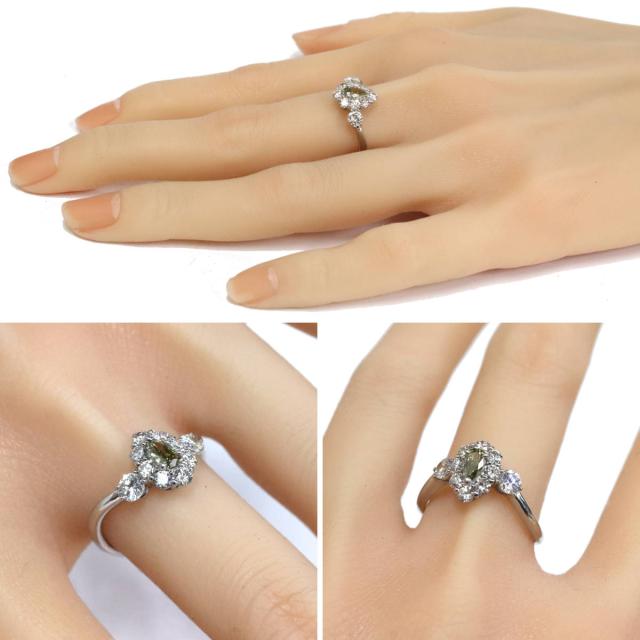 【中古】Pt900ダイヤモンド/イエローイッシュグリーンダイヤモンドリング D0.217 D0.96 5.2g #17 ソーティング 4月誕生石_8