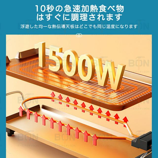 ホットプレート大型 コンパクト 無煙 焼肉プレート 焼肉グリル 鍋 家庭用 業務用 電気鍋 しゃぶしゃぶ 薄型 焼肉 ガス マジックグリル 油はね削減 おしゃれ 最大250℃ ５段階調整 平面プレート 電気プレート 網焼き クリスマス 敬老の日_10