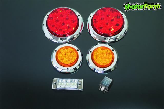 メーカー直送 モーターファーム ジムニーに汎用 ＬＥＤテールキット メッキベゼル［Ｌ］＋ハイフラ防止リレー3P ※代引不可・返品不可