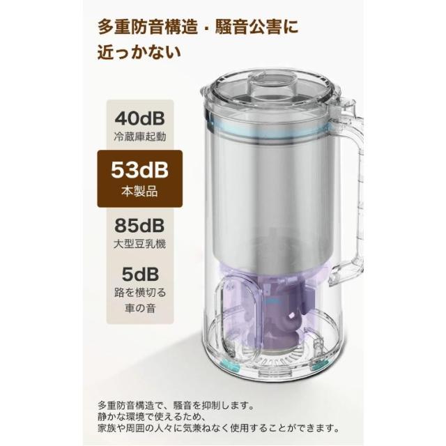豆乳メーカー 一台五役 豆乳機 豆乳マシーン 静音設計 乾燥大豆対応 自動調理ポット 豆乳ブレンダー 自動調理器ミキサー ブレンダー ジューサー スープメーカー_5