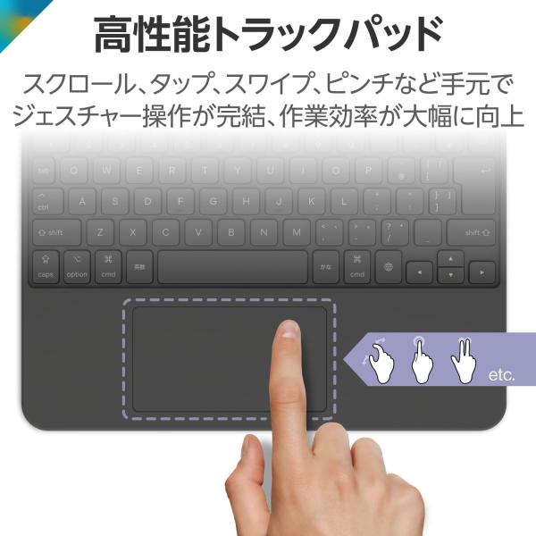 エレコム キーボード ケース付 Touch Book for iPad 第9/8/7世代 日本語配列 着脱可能 3段階角度調整 ブラック TK-CA13BPBK_3