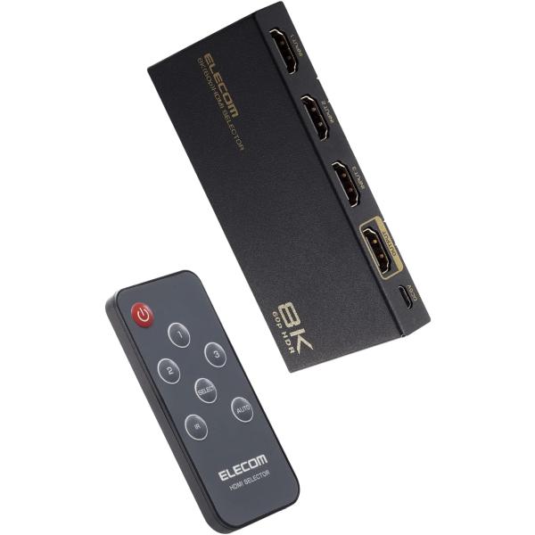 エレコム HDMI切替器 8K60Hz/4K120Hz対応 PS5/PS4/PS3/Switch/FireTVStick対応 3入力1出力 自動 手動切替 8K 4K 対応 ブラック DH-SW8KP31BK
