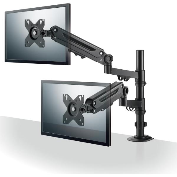 エレコム モニターアーム ディスプレイアーム ダブル ロング スプリング式 ~40インチ対応 VESA規格対応 支柱 ブラック DPA-DSP01BK
