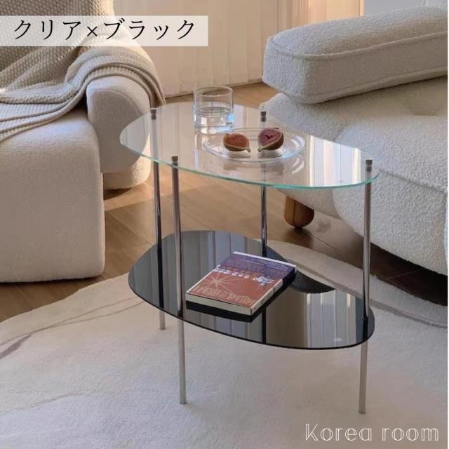 送料無料 4colors/ビーンズ クリア サイドテーブル/2段ラック アクリル