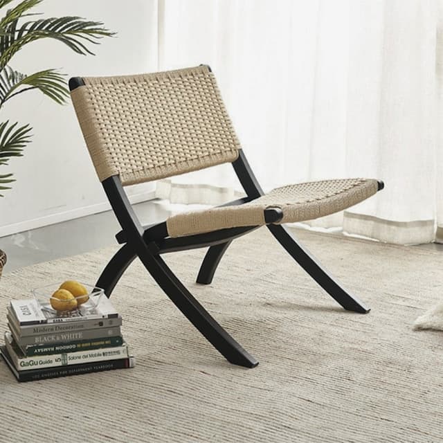 3colors/折りたたみ式 ナチュラル ウッド ラウンジ チェア 海外 リゾート風 おしゃれ リラックス 椅子 ロープ編み ナチュラルインテリア_2