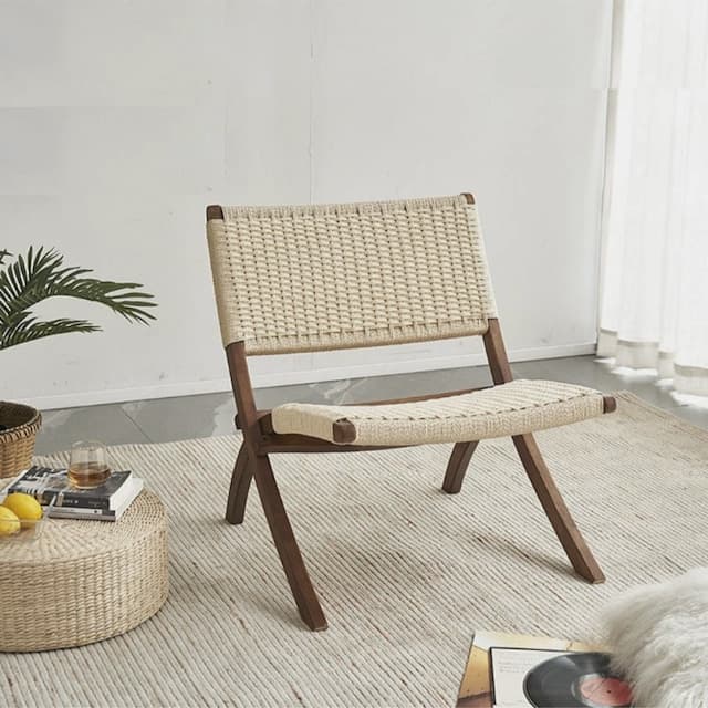 3colors/折りたたみ式 ナチュラル ウッド ラウンジ チェア 海外 リゾート風 おしゃれ リラックス 椅子 ロープ編み ナチュラルインテリア_4