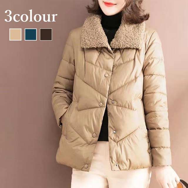 軽量 中綿 ショートコート アウター レディース Aライン カジュアル ナチュラル シンプル きれいめ あったか ゆったり おしゃれ 大人可愛い 羽織り 上着 無地 エコロコ 秋冬 大きいサイズ