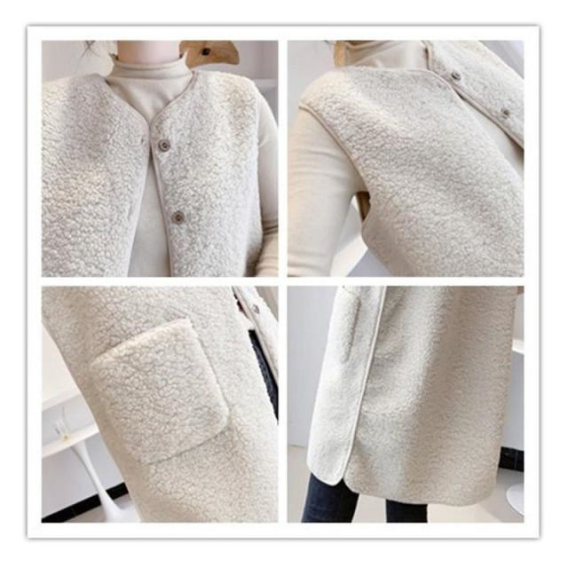 昇級版！厚手ボアベスト レディース ジャケット アウター チョッキ ロング フリースベスト ジレ 前開き もこもこ ゆったり 着痩せ 暖かい 防寒 防風 通学 通勤