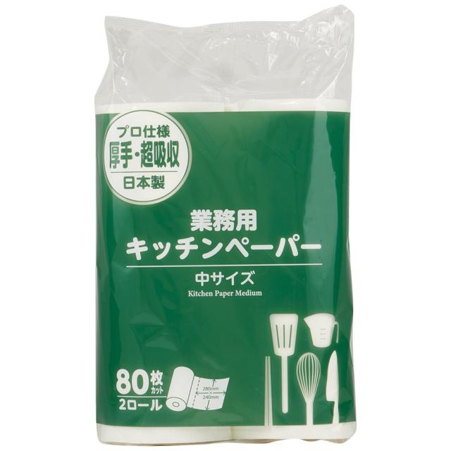 大黒工業　キッチンペーパー　中サイズ　80枚×2ロール　6袋入×3ケースロット【メーカー直送・代引き不可・時間指定不可・沖縄、離島不可】
