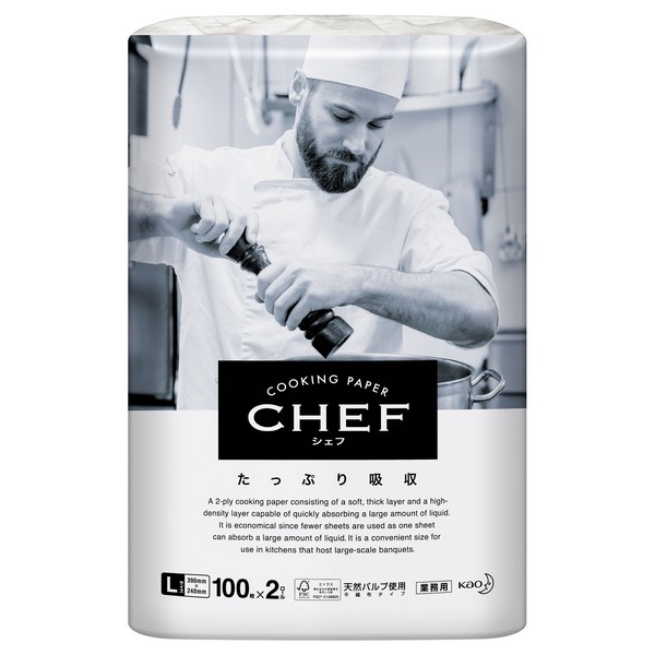 花王　クッキングペーパー　CHEF(シェフ)　たっぷり吸収　Lサイズ　100枚×2ロール×6袋【取り寄せ商品・即納不可】