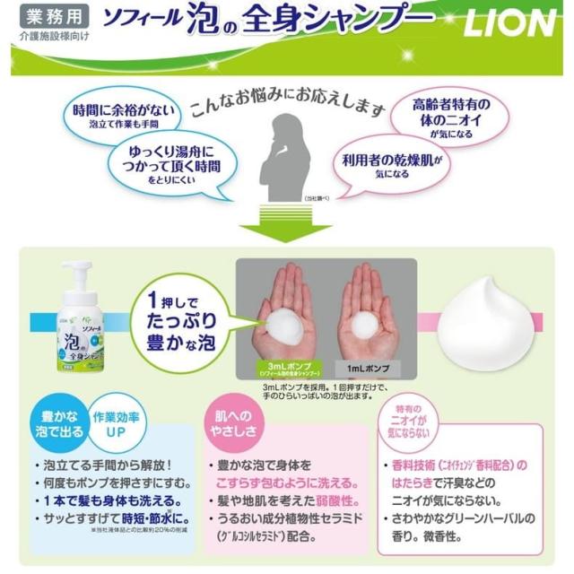 ライオン　ソフィール　泡の全身シャンプー　4.5L×3本入●ケース販売お徳用
