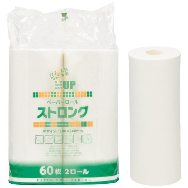 大黒工業　ペーパーロールストロング　中サイズ　60枚×2ロール　6袋入×5ケースロット【メーカー直送・代引き不可・時間指定不可・沖縄、離島不可】