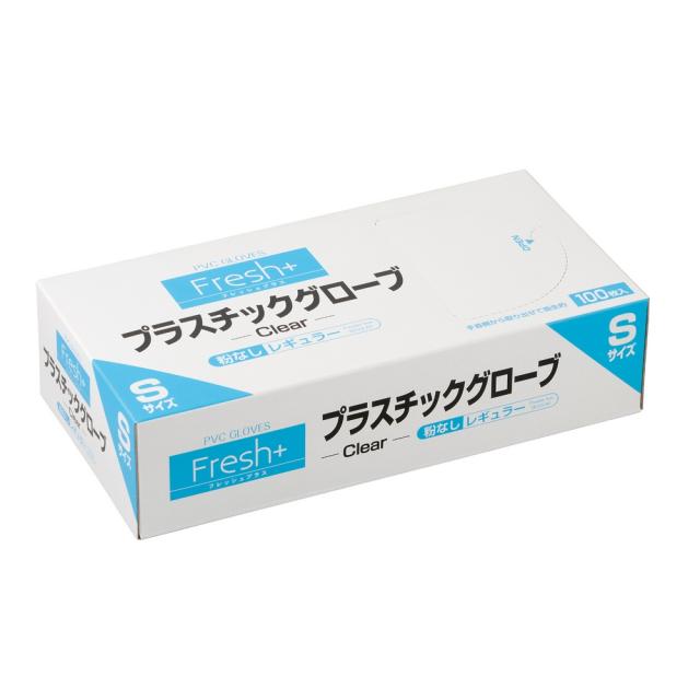 大黒工業　フレッシュプラス　プラスチックグローブ　レギュラー　Sサイズ　粉なし　100枚×30箱【取り寄せ商品・即納不可】