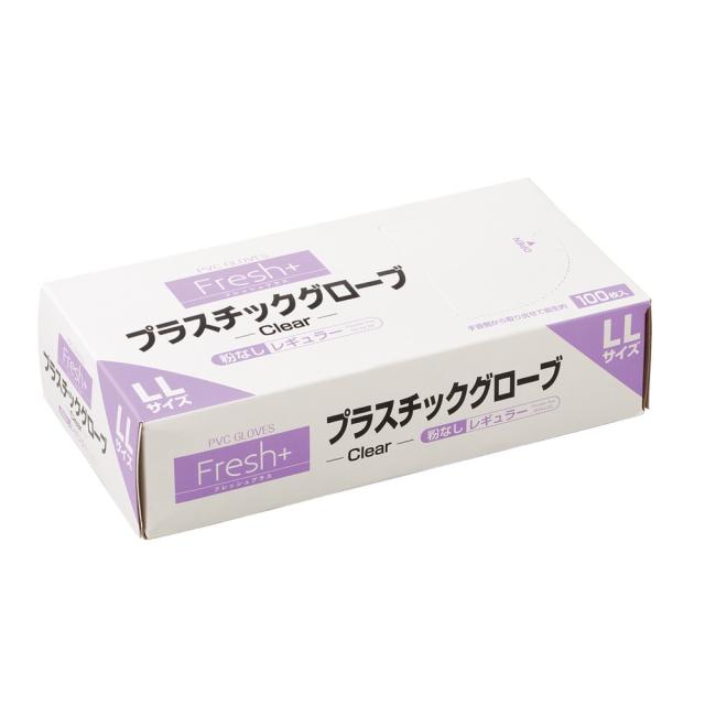 大黒工業　フレッシュプラス　プラスチックグローブ　レギュラー　LLサイズ　粉なし　100枚×30箱【取り寄せ商品・即納不可】