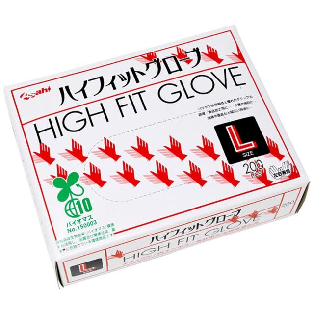 旭創業　ポリエチレン手袋　ハイフィットグローブ　ナチュラル　Lサイズ　200枚×30箱入【取り寄せ商品・即納不可】